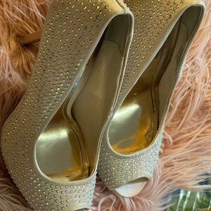 Jennifer Lopez rhinestone heels peep toe shoes